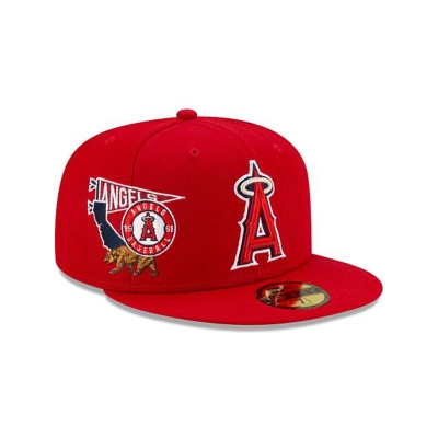 Red Los Angeles Angels Hat - New Era MLB City Patch 59FIFTY Fitted Caps USA2150469